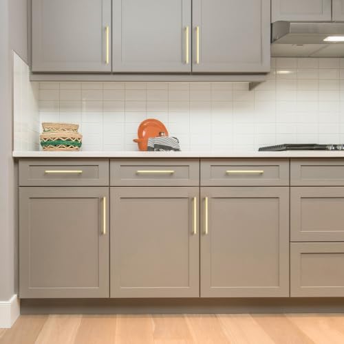 Brushed Gold Cabinet Handles Solid Cabinet Pulls 6 (Brushed Gold / Flat Black 6-1/4'' Hole Center)