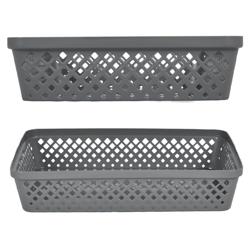 Plastic Storage Basket Set (Grey / Large)