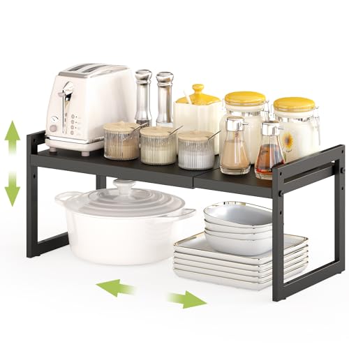 Expandable Kitchen Countertop Organizer (Black-1 Pack / 8.7''D*13-22.6''W*8''H)