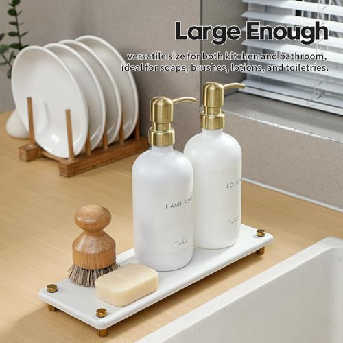 White Gold Dish Drying Rack Tray (12.5"x 4.5" - White - Gold)
