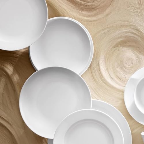 Eventail Coupe Salad Plate 8.25" Set of 4 White Resistant Porcelain Dessert Serveware Eventail