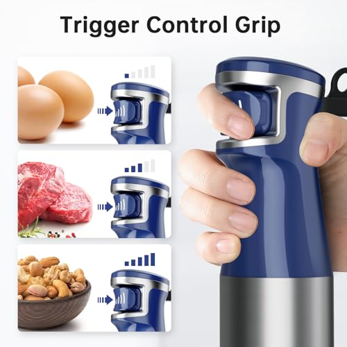 Immersion Blender Handheld 5 in 1 Hand Blender Set 1100W Heavy Duty (Navy Blue / 5 in 1)