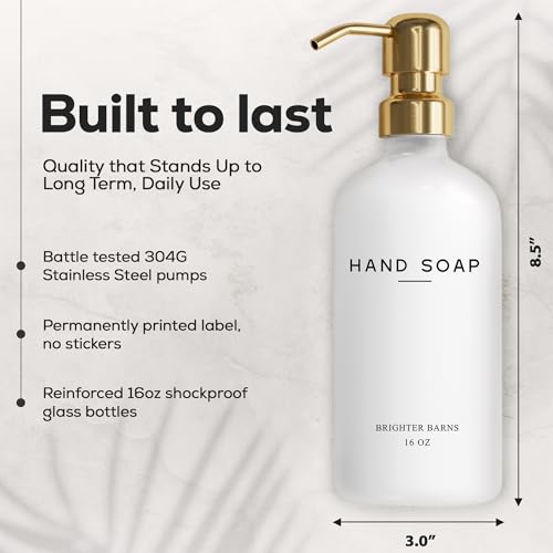 Luxury Glass Soap and Lotion Dispenser Set by Brighter Barns (Gold Sl)