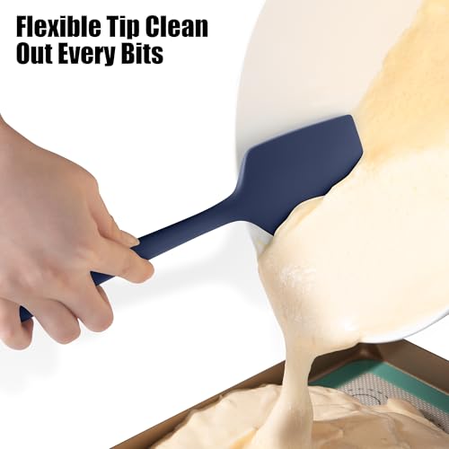 600°F Heat Resistant Silicone Large Spatula (11.4in (Flat Spatula) / Navy Blue)