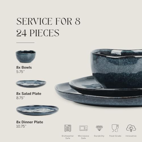 Mirella 24 Piece Stoneware Dinnerware Set (Blue / 24-Piece - Service for 8)