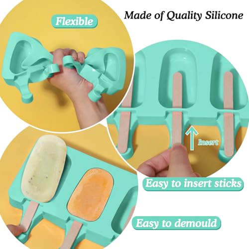 2 Pack Silicone Popsicles Molds (Green)