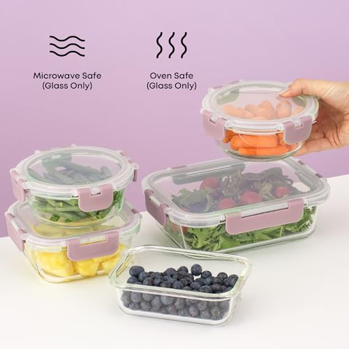 24pc Borosilicate Glass Storage Containers with Lids (Color Blushy Pink)
