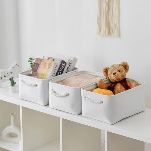 Decorative Basket for Organizing (White Color / Medium -13.8Lx9.8Wx6.7H)