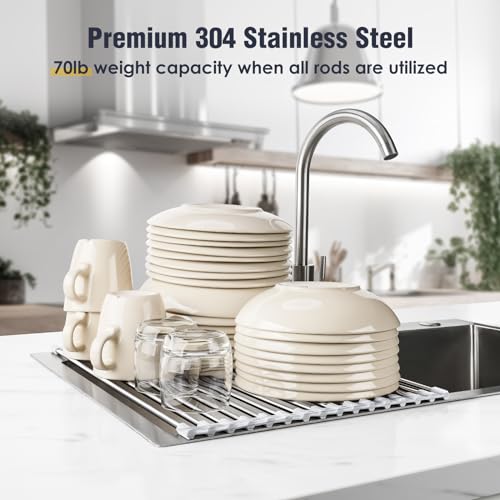 Roll Up Dish Drying Rack Over Sink (Marble / 17.7 x 12.5 in)