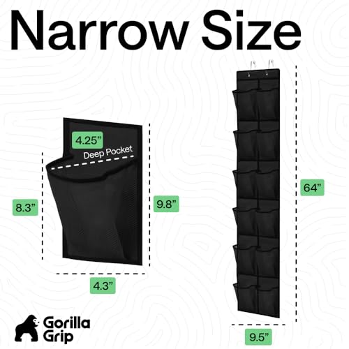 Over the Door Shoe Organizer (Black / 12 Pockets/2 Hooks)