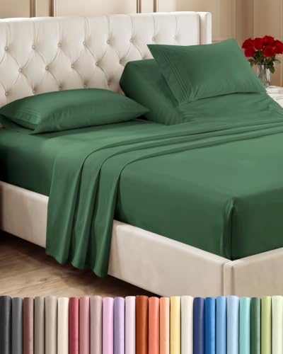 Flex Top Split Head King 4 Piece Sheet Set (17 - Emerald Green / Split Head/Flex Top)