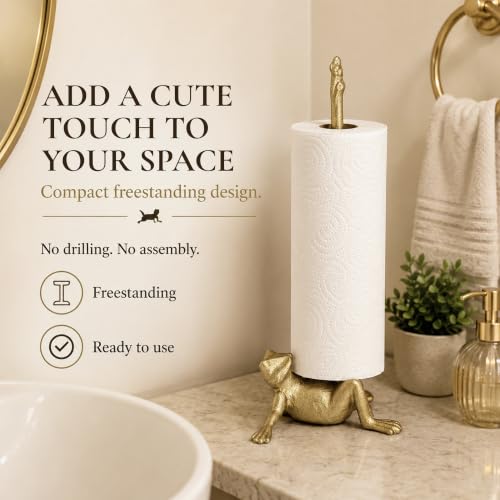 Gold Frog Paper Towel Holder & Metal Toilet Paper Holder Stand (Gold Frog)