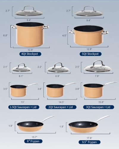 12pc Forged Lightweight Cookware Set (Apricot Orange (G10))