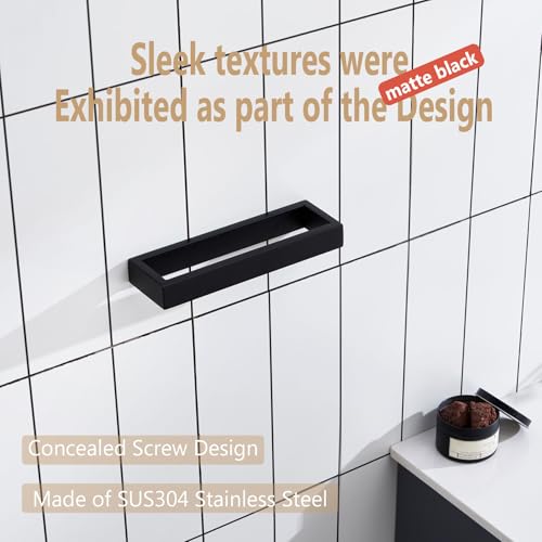 Towel Ring Matte Black Hand Towel Bar Holder 9 (Matte Black / 1 Pack)