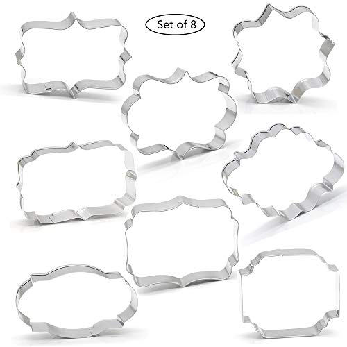 Fancy Plaque Frame Shaped Cookie Cutters Set Stainless Steel 8Pcs