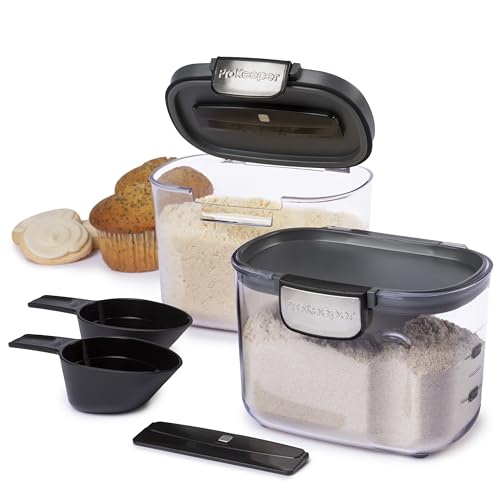International ProKeeper+ Clear Plastic Airtight Food Baker's Kitchen Storage Organization Container Canister Set with Magnetic Accessories (2- Piece Set)