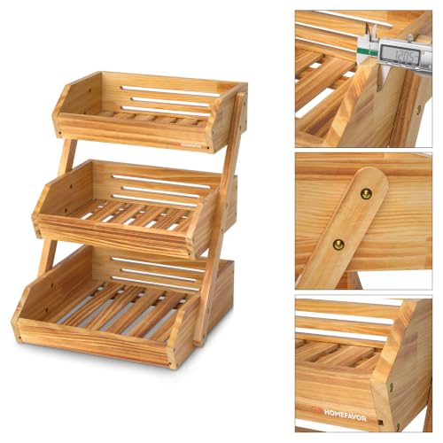 Wooden 3 Tier Fruit Basket (Pine Wood / 3-Tier)