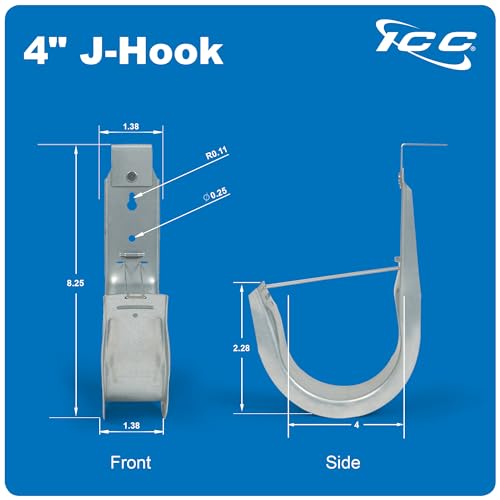 Ceiling Mount J Hook 4” with Retainer Clip (25 Count)