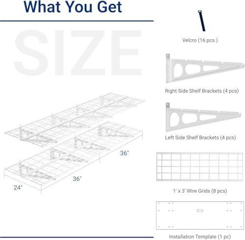 4 Pack 2x3ft Garage Shelving (White / 4 pack-2x3 ft)