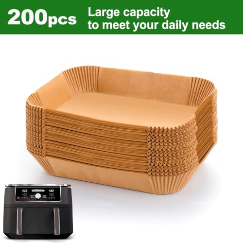 Rectangle Air Fryer Liners for CHEFMAN 6 Quart Dual Basket Air Fryer Oven (8x 5''Rectangle)