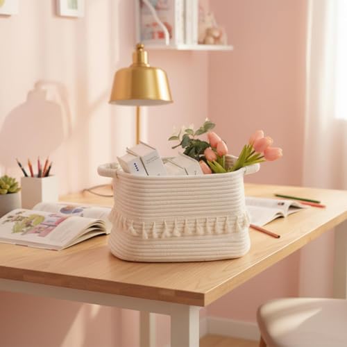 White Cotton Rope Baskets for Storage (White / 3 Pack)