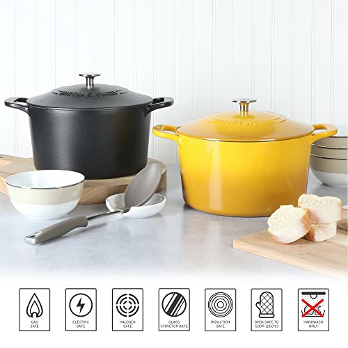 Gatwick 7 Quart Enamel Cast Iron Dutch Oven Pot with Lid (Yellow / 7-Quart)