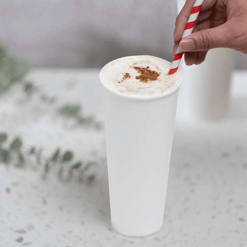 24 oz Paper Hot Coffee Cups [500 ct] White Disposable Cup for Hot (24 OZ / White)