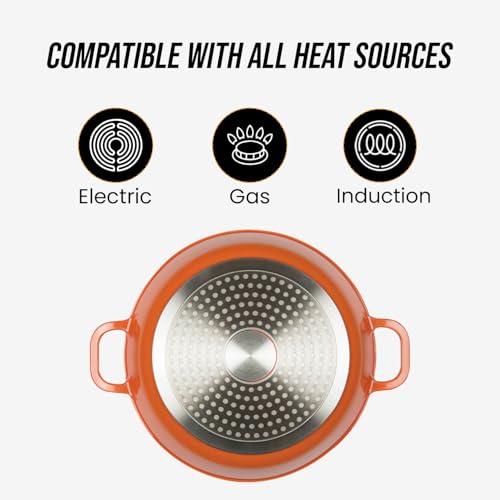 3 Quart Non Stick Cast Aluminum Dutch Oven Casserole Stockpot 11" (Orange)