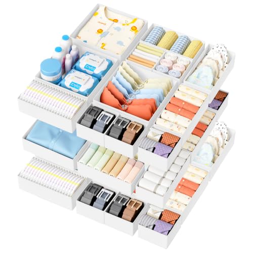 Drawer Organizer Clothes Storage (White / 18 Pack)