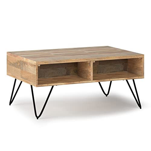 Hunter 36" Wide Solid Mango Wood Coffee Table in Natural (Lift Top Coffee Table / 36 inch / Refined Natural)