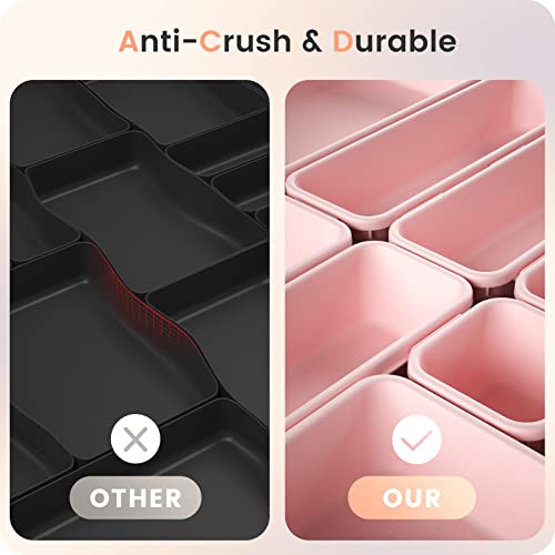 Military Grade】 Drawer Organizer for Vanity Bathroom Makeup Desk (Pink)