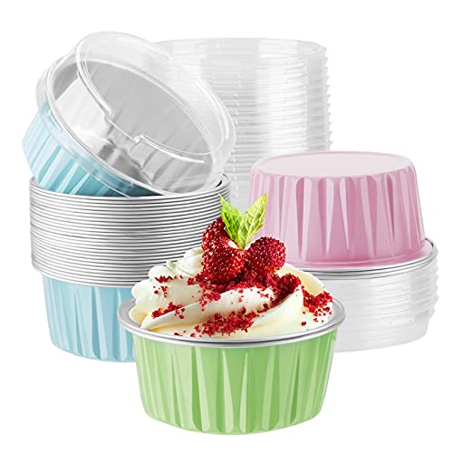 Disposable Foil Ramekins with Lids (3 Colors Mixed A / 30pcs)