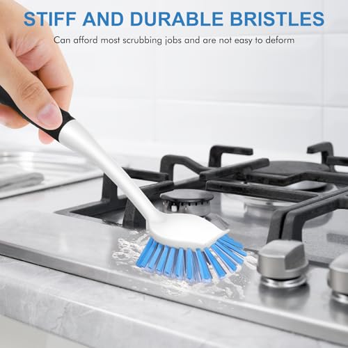 Dish Brush with Handle (Black-blue / 2 pack)