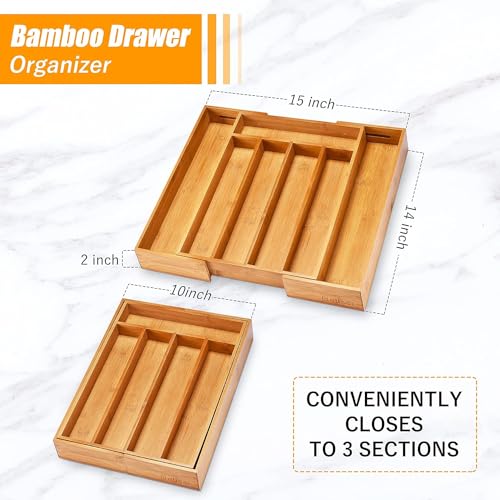 Kitchen Silverware Drawer Organizer and Storage Flatware Cutlery Utensil Holder Spice Rack Containers Bathroom Counter Cabinet Office Desk Makeup Drawer Tray Kitchen and Dining Tools Decor Accessories (2.01 Count)