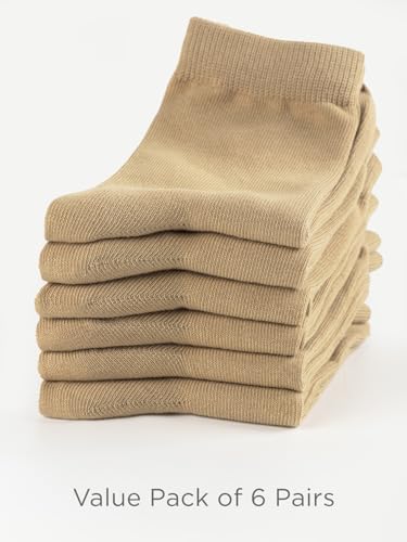 Unisex Kids Boys Girls Soft Cotton School Socks 6 (Medium / Khaki)