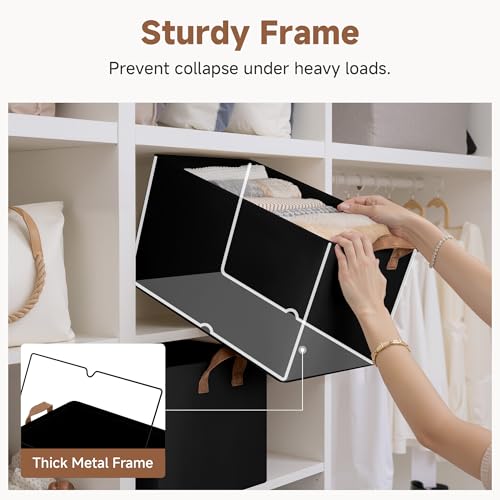 Fabric Storage Bins (Black / 19" L x 13 ¼" W x 11" H)