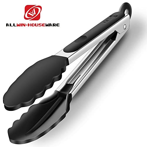 2 Pack Silicone Kitchen Tongs (Black)