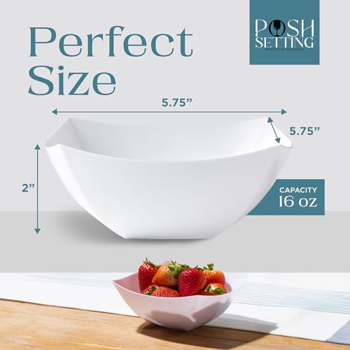 4 Pack Disposable White Plastic Serving Bowls Square Party Candy Use 16oz (16 OUNCE / White)