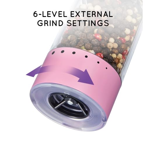 Rechargeable Electric Salt and Pepper Grinder Set with Charging Base (Set of 2 with Charging Base / Pink)