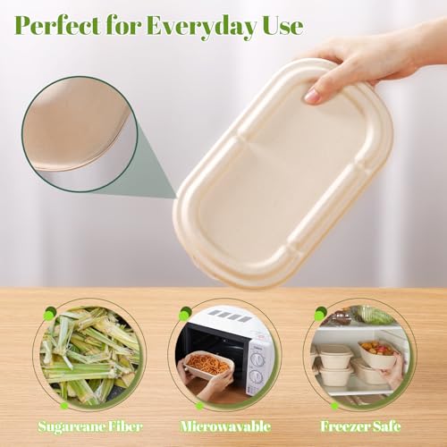 100% Eco Friendly] 34 oz Disposable Food Containers with Lids (34 OZ)