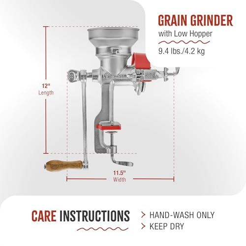 Manual Cast Iron Grain Mill 1200g with Low Hopper