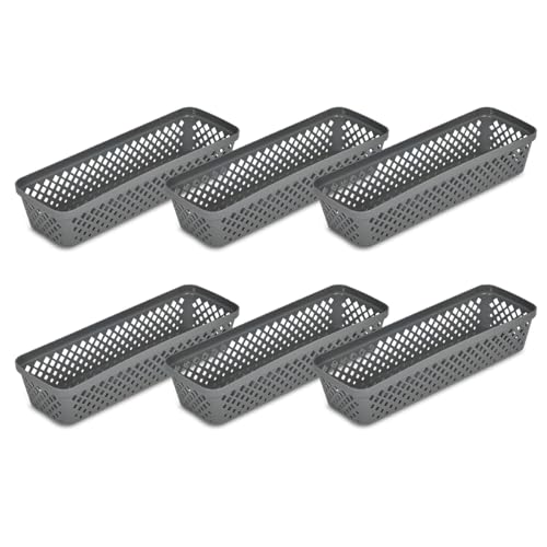Plastic Storage Basket Set (Grey / Narrow)