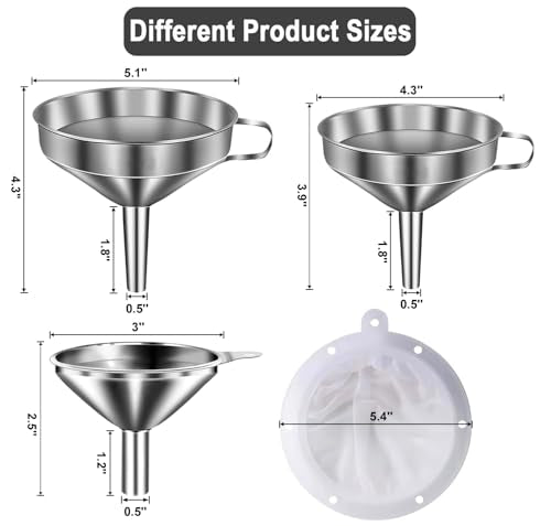Stainless Steel Funnels for Kitchen use (3 Count)