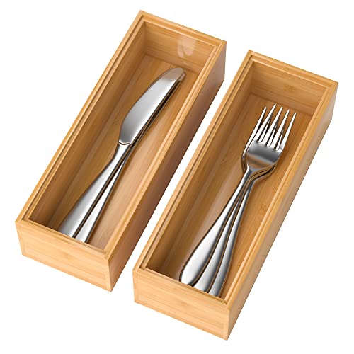 Bamboo Kitchen Drawer Organizer (9 x 3 x 2 Inch / Yellow)