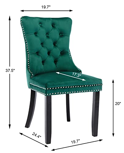 Green Velvet Dining Chairs Set of 6 (Green)