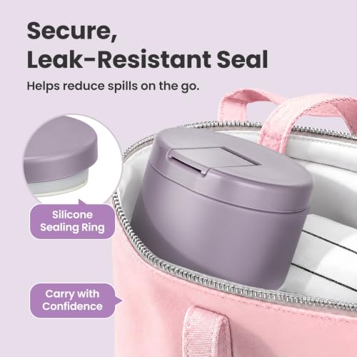 12oz Insulated Vacuum Food Jar with Buckle Lid Wide Mouth Soup Thermo for Hot Food Kids Leakproof Stainless Steel Lunch Container (Lilac / 12OZ)