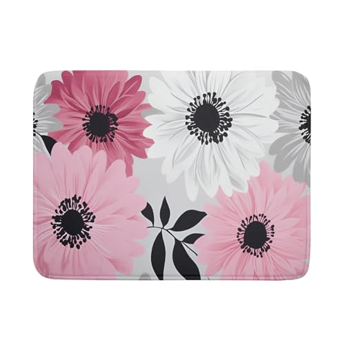 Blossom Florals Dish Drying Mat Abstract Daisy Flower Drainer Pad Absorbent Dish Rack Mats for Coffee Bar 18 X 24 Inch (Watercolor Daisy 1021 / 24" x 18")