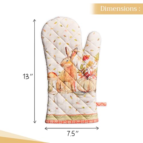 Maison d'Hermine Oven Gloves 100% Cotton Oven Mitt (066 - Pumpkin Passion / 7.5" x 13" (Oven Mitt))