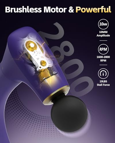 2-in-1 Detachable Muscle Massage Gun Deep Tissue with Extension Handle (Purple)