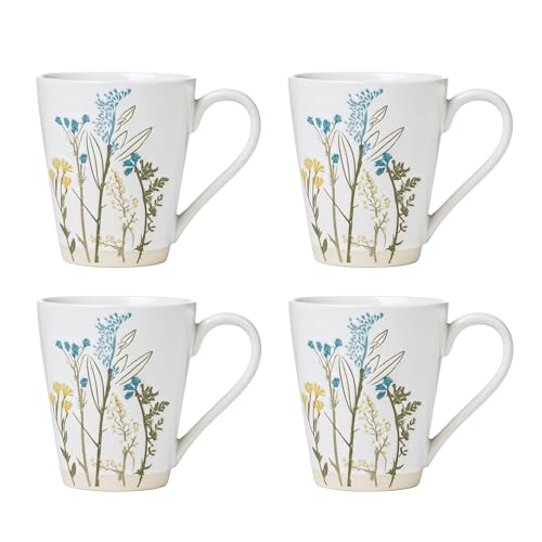 Wildflowers Stoneware Mug Set for 4 (Mugs, Set of 4)